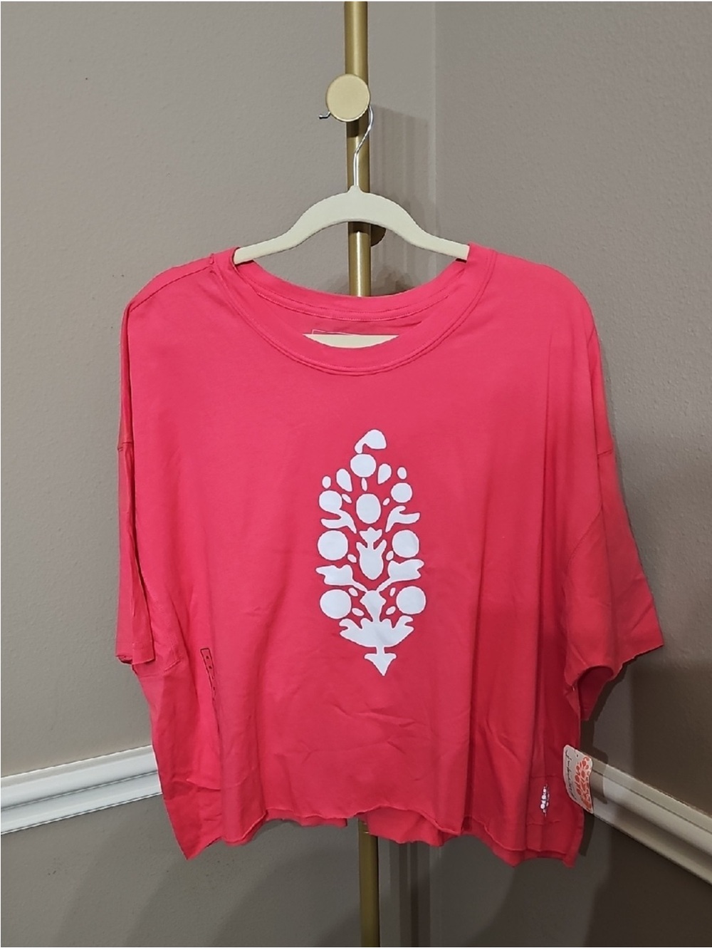 Free People Women’s Relaxed Pink Graphic Tee